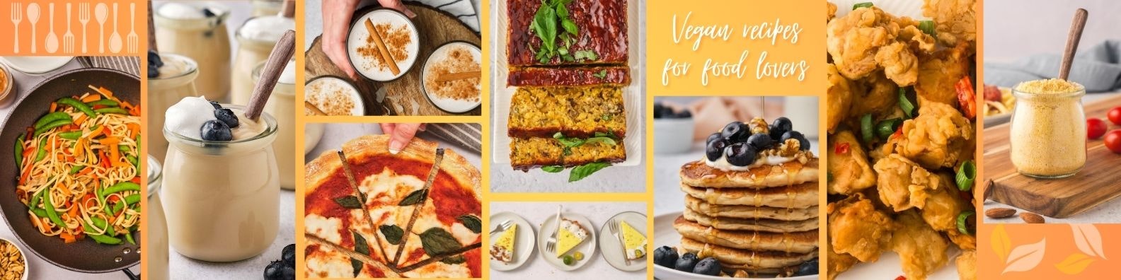 A collage of vegan dishes with text that says, vegan recipes for food lovers.