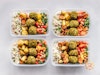 Meal prep containers with food